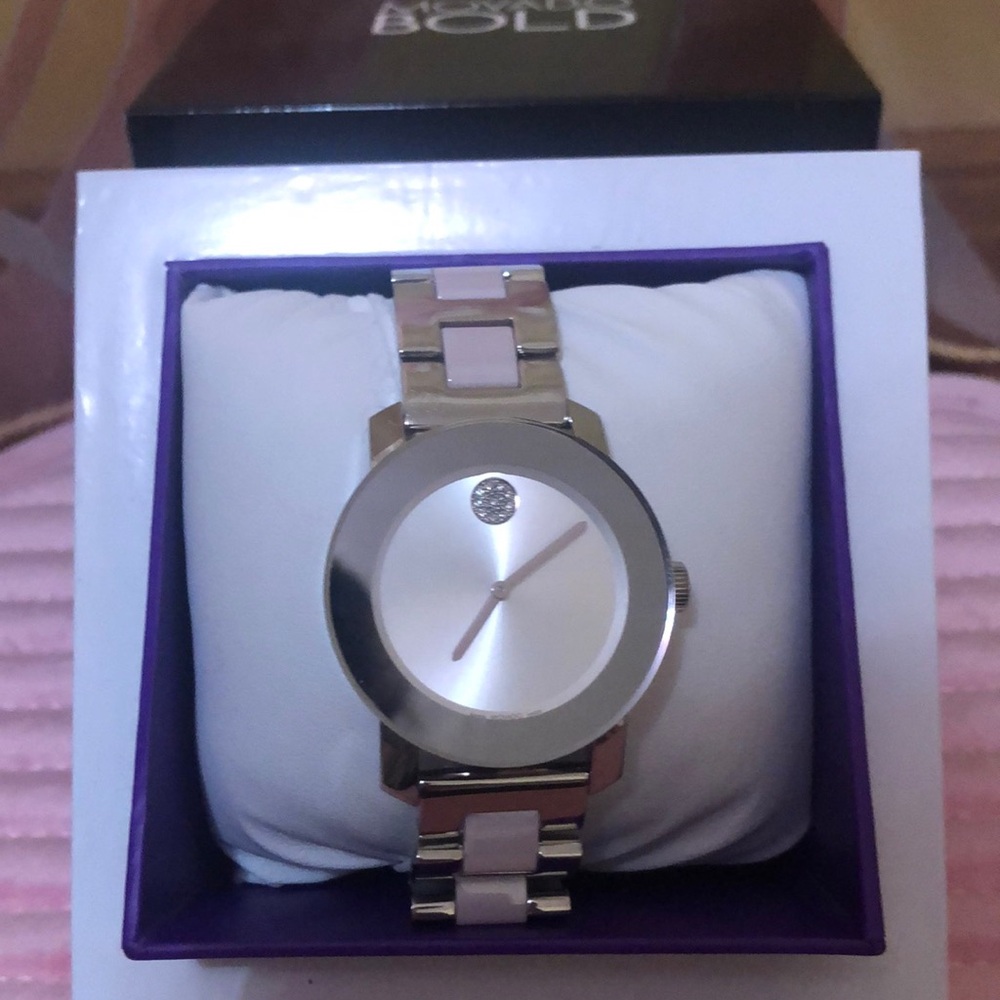 BRAND NEW! Movado Silver and Pink Watch!!